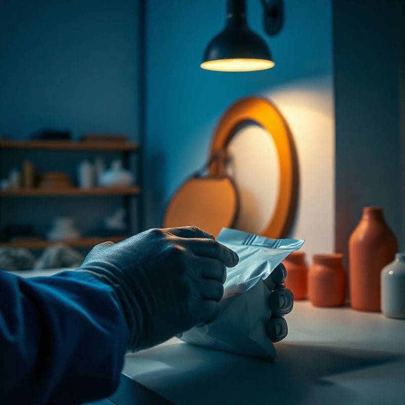 Ruke pregledavaju pakiranje pod indigo studijskim svjetlom